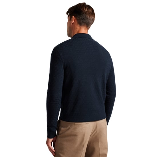 Ted Baker Morar Heren Navy Gebreid Polo Shirt - Image 2