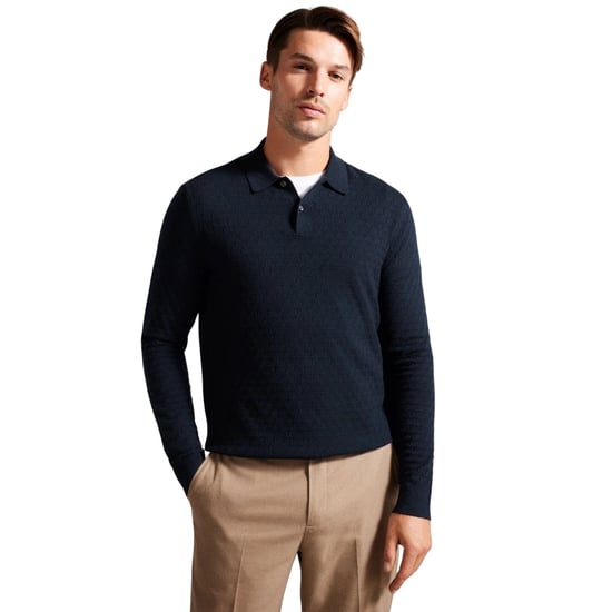 Ted Baker Morar Heren Navy Gebreid Polo Shirt - Image 3