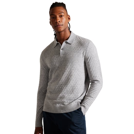 Ted Baker Morar Heren Grijs Gebreid Poloshirt - Image 4