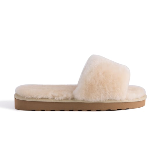 Aus Wooli Australia Womens Schapenvacht Fluff Slide Slippers Cream - Image 2