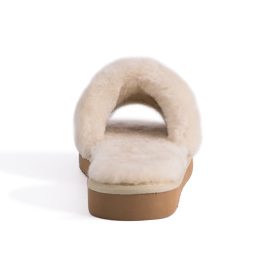 Aus Wooli Australia Womens Schapenvacht Fluff Slide Slippers Cream - Image 3