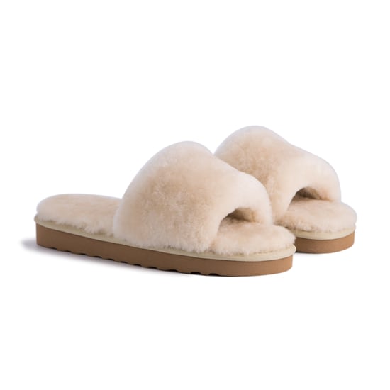 Aus Wooli Australia Womens Schapenvacht Fluff Slide Slippers Cream - Image 6
