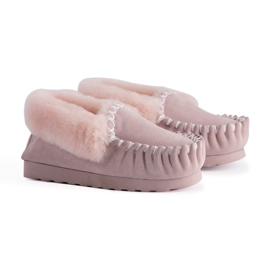 Aus Wooli "Waterloo" Australia Hand Stitched Women's Sheepskin Moccasin, Lichtroze - Image 6