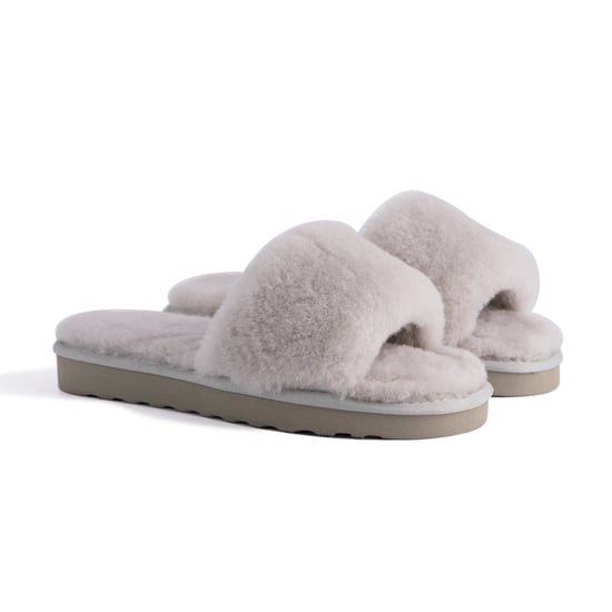 Aus Wooli Australia Womens Schapenvacht Fluff Slide Slippers Grijs - Image 6