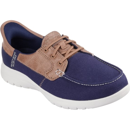 Skechers Palmilla Textiel Dames Marineblauwe Zeilschoenen - Image 1