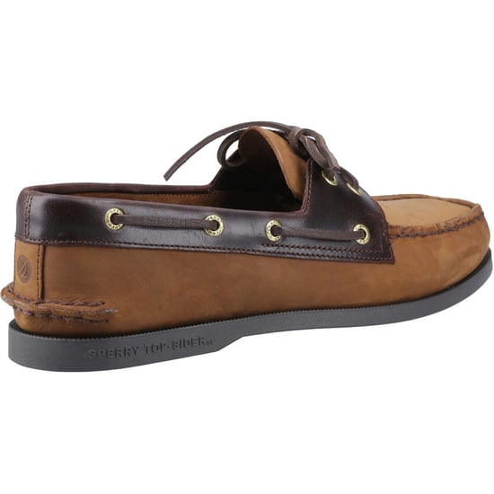 Sperry Authentic 2 Eye Leer Heren Bruine Combi Bootschoenen - Image 2