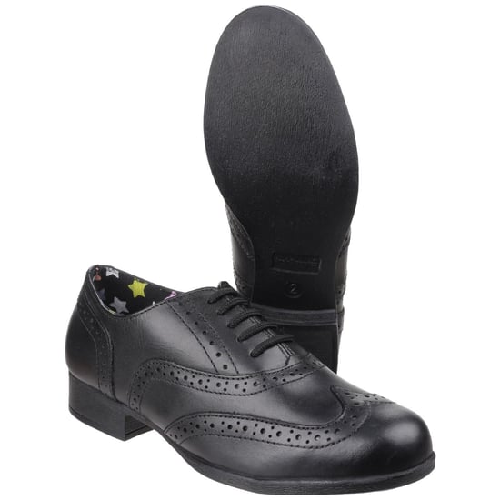 Hush Puppies Kada Junior Leren Meisjes Zwarte Brogues - Image 3