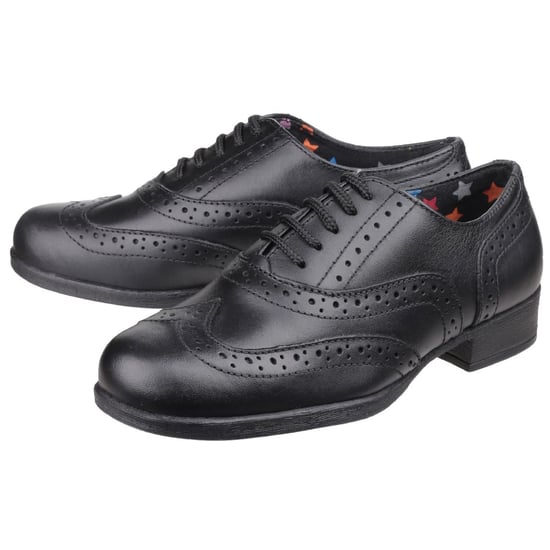 Hush Puppies Kada Junior Leren Meisjes Zwarte Brogues - Image 6