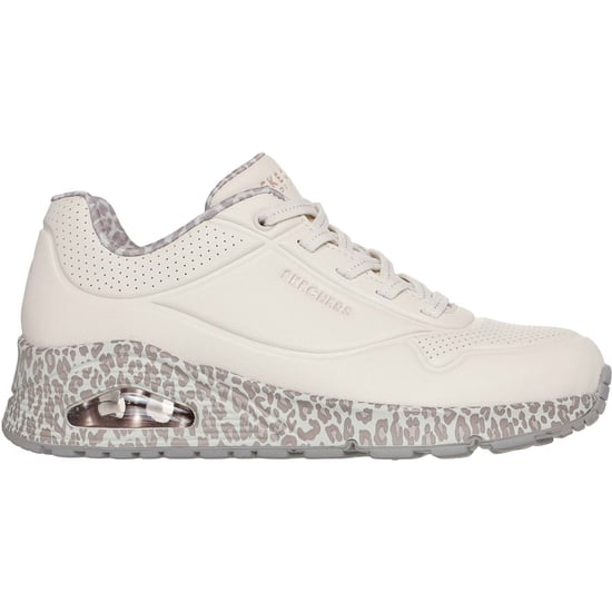 Skechers Uno Safari Time Polyurethaan Dames Witte/Leopard Sneakers - Image 5
