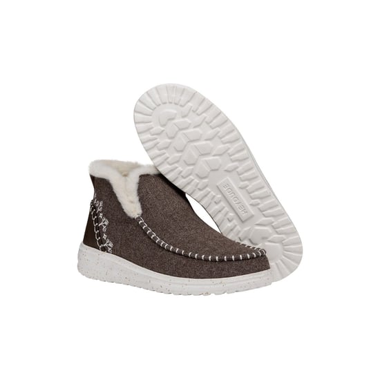 HEYDUDE Denny Wol Faux Schapenvacht Dames Walnoot Boots - Image 3