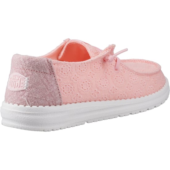 HEYDUDE Wendy Oogje Veters Katoenmix Dames Lichtroze Mocassins Schoenen - Image 2