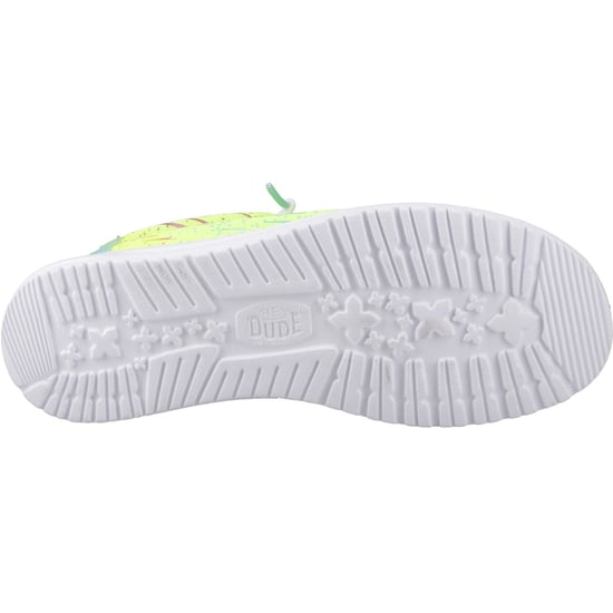 HEYDUDE Wally Party Mesh Polyester Heren Lime Punch/Witte Mocassins Schoenen - Image 3