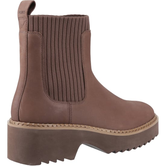 TOMS Millie Leren Dames Enkellaarsjes in Eiken Bruin met Hak - Image 2