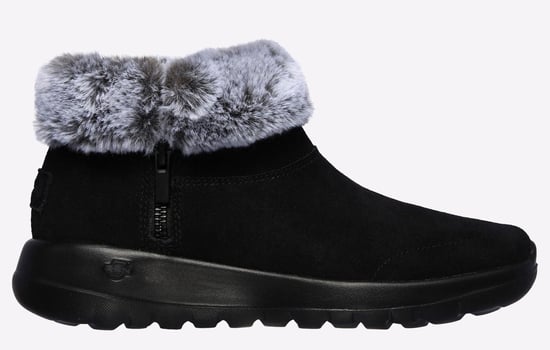 Skechers On The Go Joy Savvy Wide Suède/Nepbont Dames Zwarte/Grijze Laarzen - Image 1