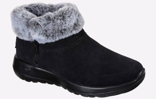 Skechers On The Go Joy Savvy Wide Suède/Nepbont Dames Zwarte/Grijze Laarzen - Image 2