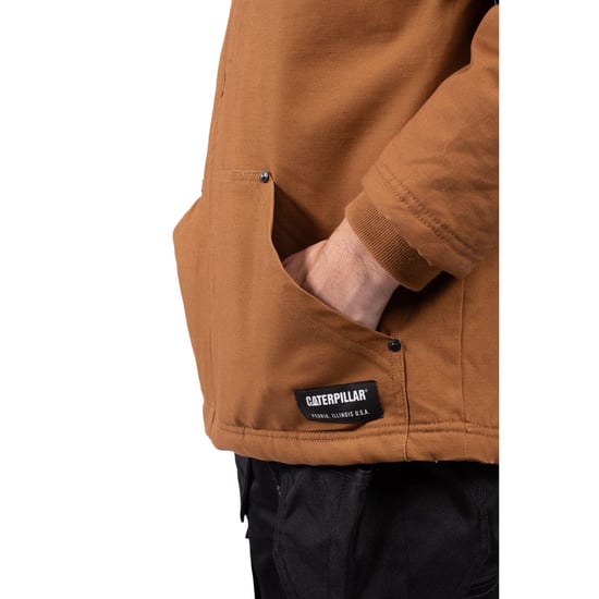 Caterpillar Gevoerde Sherpa Kaptrui Heren Bronzen Fleece Jas - Image 6