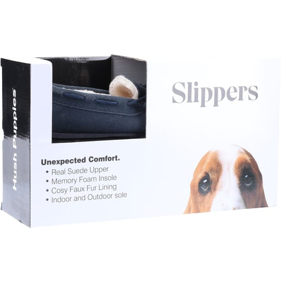 Hush puppies allie leer dames mocassin memory foam faux fur navy - Image 5
