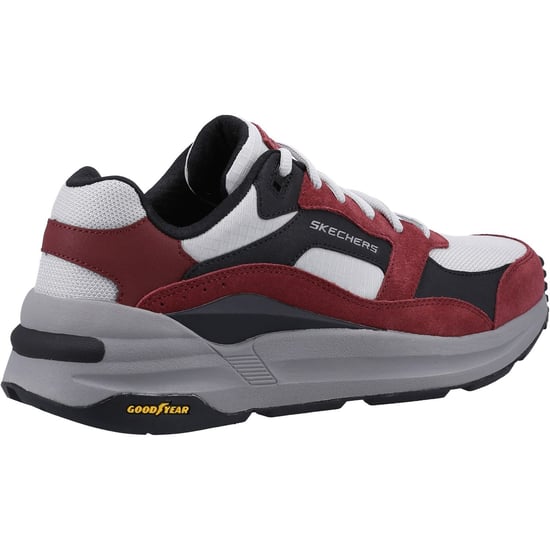 Skechers Global Jogger Leren Heren Bordeauxrode Sneakers - Image 2