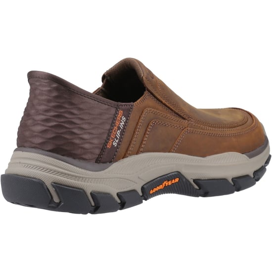 Skechers Gerespecteerde Elgin Leren Mannen Donkerbruine Brede Pas Moccasins Schoenen - Image 2