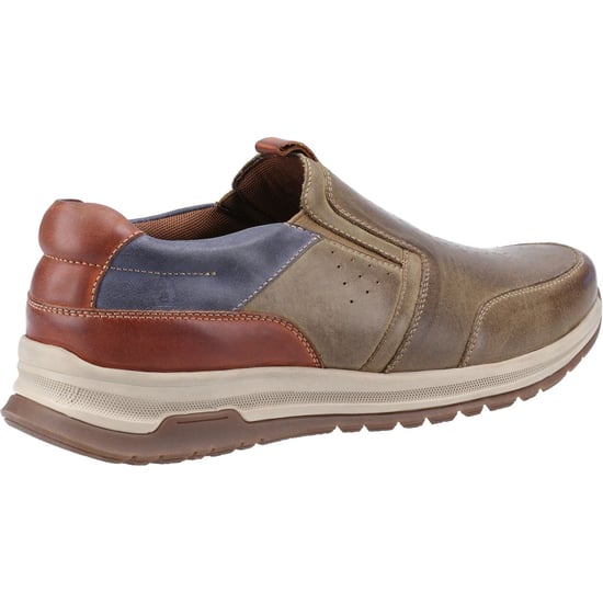 Hush Puppies Cole Leder Heren Kaki/Marine/Tan Leer Mix Instappers - Image 2