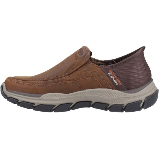 Skechers Gerespecteerde Elgin Leren Mannen Donkerbruine Brede Pas Moccasins Schoenen - Image 4
