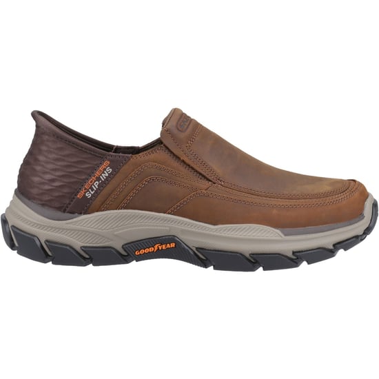 Skechers Gerespecteerde Elgin Leren Mannen Donkerbruine Brede Pas Moccasins Schoenen - Image 5