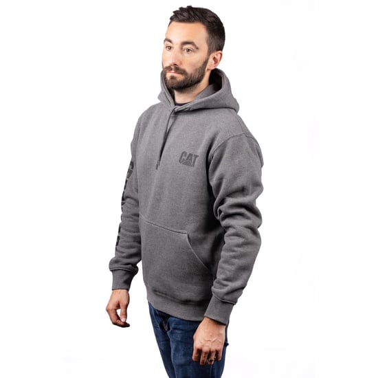 Caterpillar Handelsmerk Banner Katoenen Grijze Hooded Sweatshirt voor Mannen - Image 3