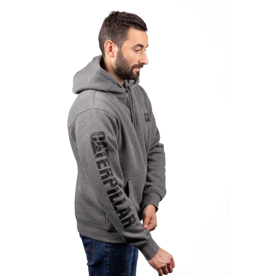 Caterpillar Handelsmerk Banner Katoenen Grijze Hooded Sweatshirt voor Mannen - Image 4