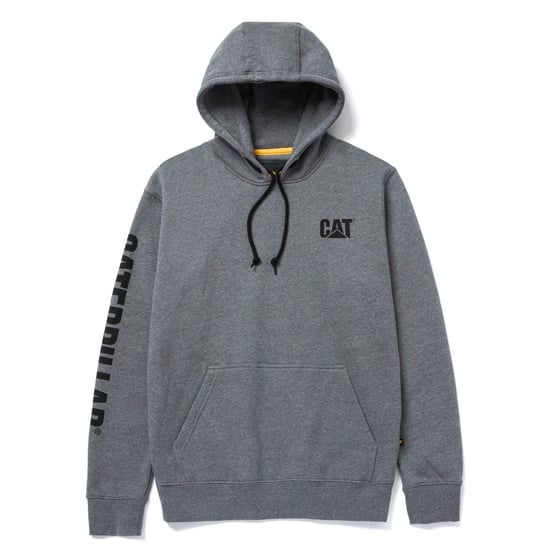 Caterpillar Handelsmerk Banner Katoenen Grijze Hooded Sweatshirt voor Mannen - Image 6
