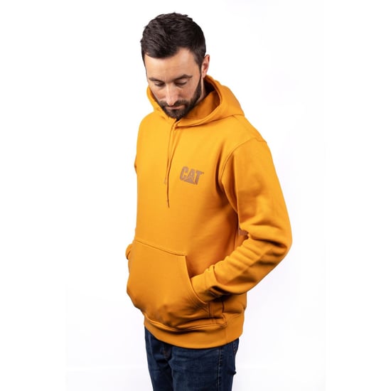 Caterpillar Merkenbanner Katoenen Gele Hoodie voor Mannen - Image 3