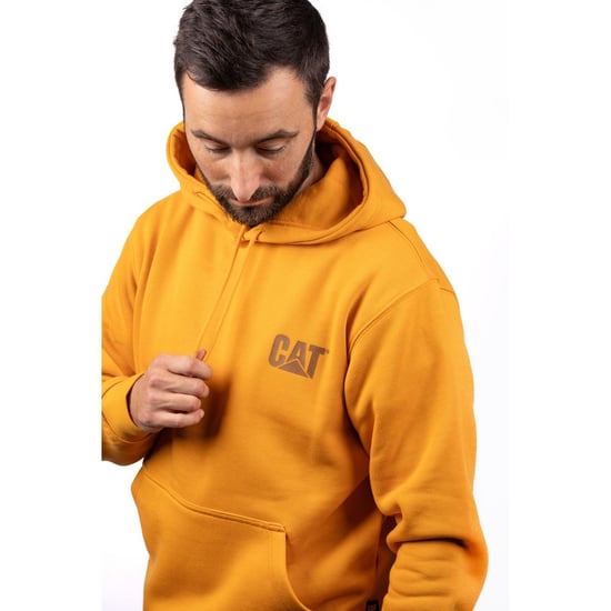 Caterpillar Merkenbanner Katoenen Gele Hoodie voor Mannen - Image 5
