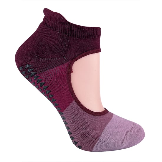 2 paar antislip onzichtbare yogasokken voor dames - Wijn - Image 3