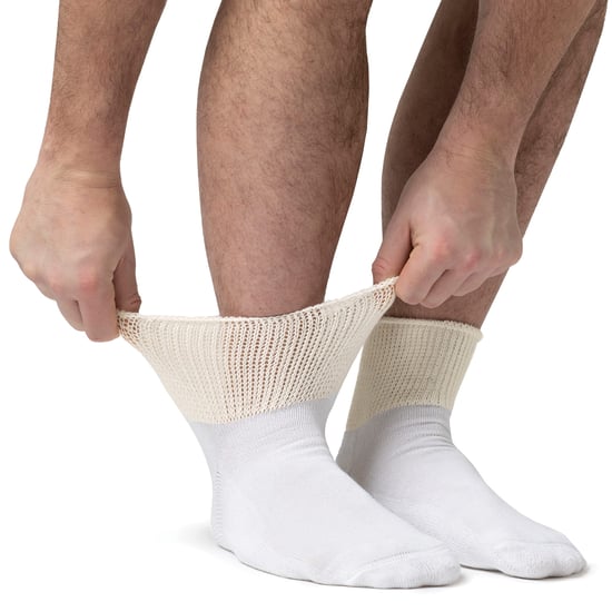 3 paar katoenrijke gewatteerde diabetische voetsokken - Wit - Image 3