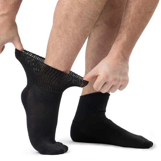 3 paar katoenrijke gewatteerde diabetische voetsokken - Zwart - Image 3