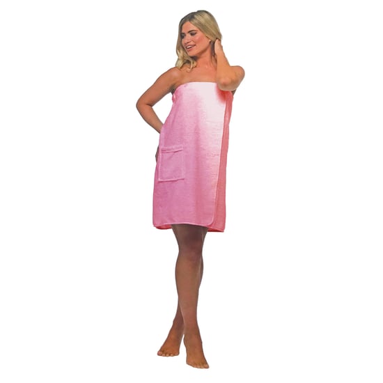 Dames 100% katoenen badstof badhanddoek wrap - Roze - Image 4