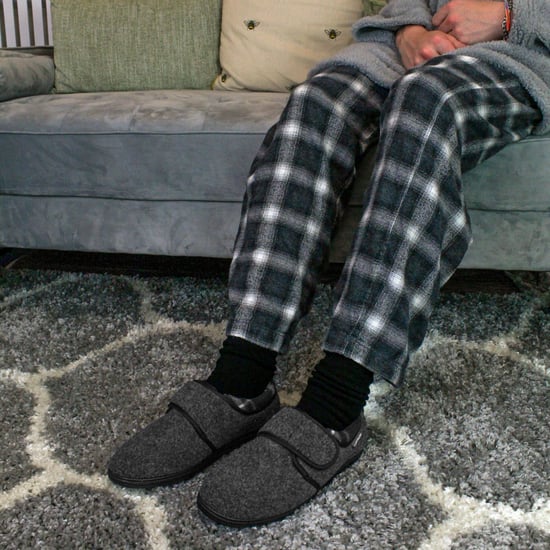Klitteband Slippers voor Mannen | Dunlop | Geheugenfoam | Orthopedisch | Gemakkelijk Sluiten | Huis Slaapkamer Binnen - Charcoal - Image 3