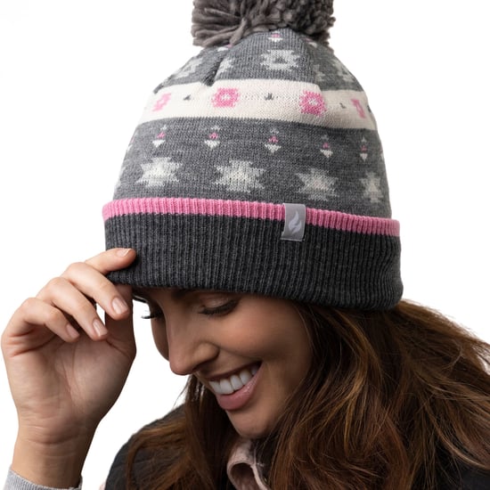 Heat Holders - Dames Thermische Winter Pom Pom Muts - Roze / Grijs - Image 3