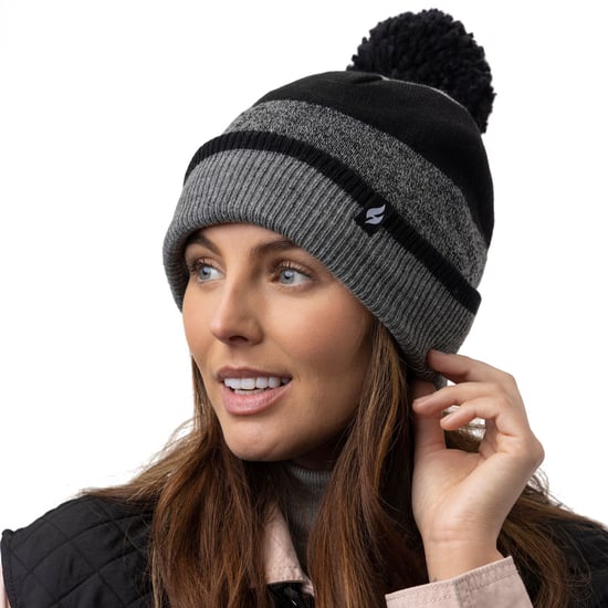 Heat Holders - Dames Thermische Winter Pom Pom Muts - Roze / Grijs - Image 4