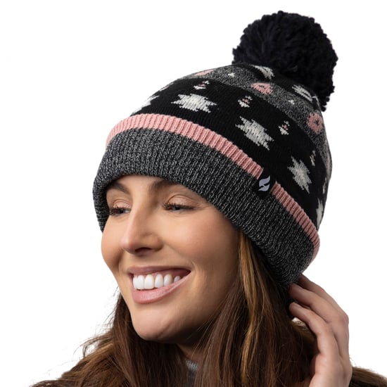 Heat Holders - Dames Thermische Winter Pom Pom Muts - Roze / Grijs - Image 5