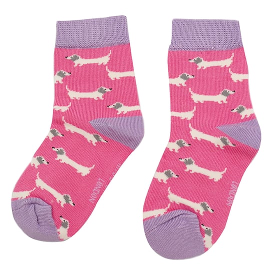 Set van 2 sokken met dierenprint voor meisjes | Miss Sparrow | Casual grappig patroon crew bamboe sokken | Grappige nieuwe sokken voor kinderen - Worsthonden - Image 4