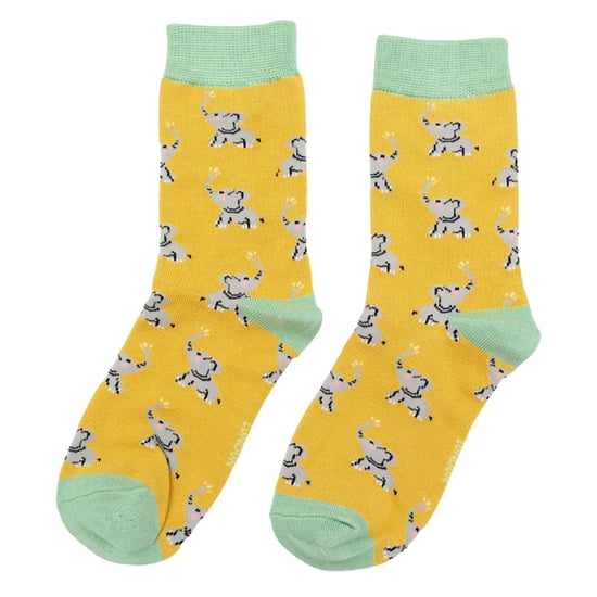 Set van 2 sokken met dierenprint voor meisjes | Miss Sparrow | Casual grappig patroon crew bamboe sokken | Grappige nieuwe sokken voor kinderen - Olifanten - Image 3