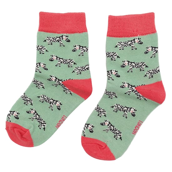 Set van 2 sokken met dierenprint voor meisjes | Miss Sparrow | Casual grappig patroon crew bamboe sokken | Grappige nieuwe sokken voor kinderen - Zebra's - Image 4