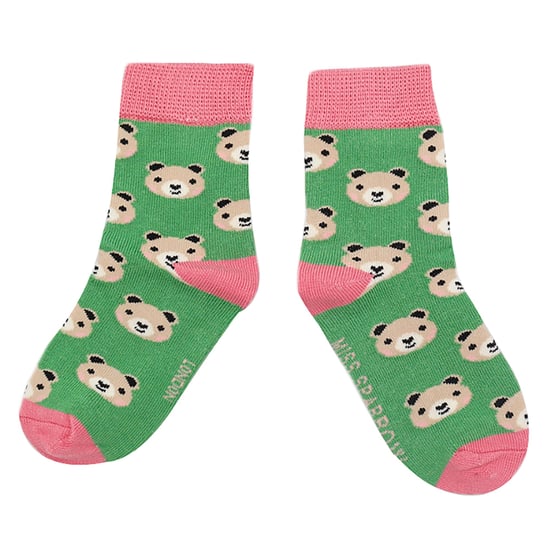 Set van 2 sokken met dierenprint voor meisjes | Miss Sparrow | Casual grappig patroon crew bamboe sokken | Grappige nieuwe sokken voor kinderen - Beren - Image 4