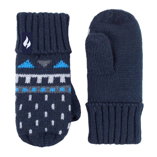 Heat Holders Jongens Nepbont Pom Pom Muts & Wanten - Marine - Image 4