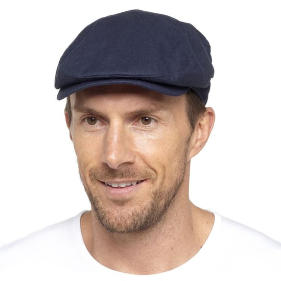 Heren linnen platte pet in crème en denim - Spijkerbroekblauw - Image 3