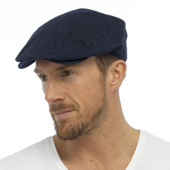 Heren linnen platte pet in crème en denim - Spijkerbroekblauw - Image 4