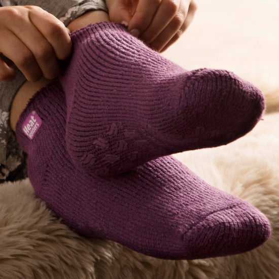 3 Paar Multiverpakking Dames Enkelpantoffelsokken | Heat Holders | Fleece laag uitgesneden pluizige damessokken met grijpers - Lila - Image 4