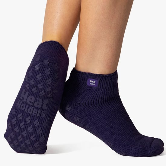 3 Paar Multiverpakking Dames Enkelpantoffelsokken | Heat Holders | Fleece laag uitgesneden pluizige damessokken met grijpers - Diepste Pruimen - Image 3