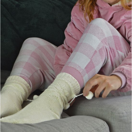 Dames alpaca wollen pantoffelsokken met pom pom - Room - Image 4