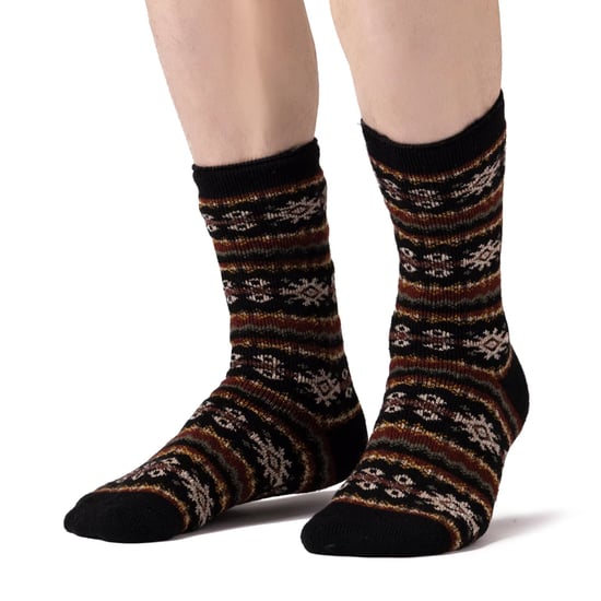 Heren Nordic Sokken | Heat Holders | Ademend Lite Extra Warme Winter Thermosokken - Zwart/Olijf - Image 3